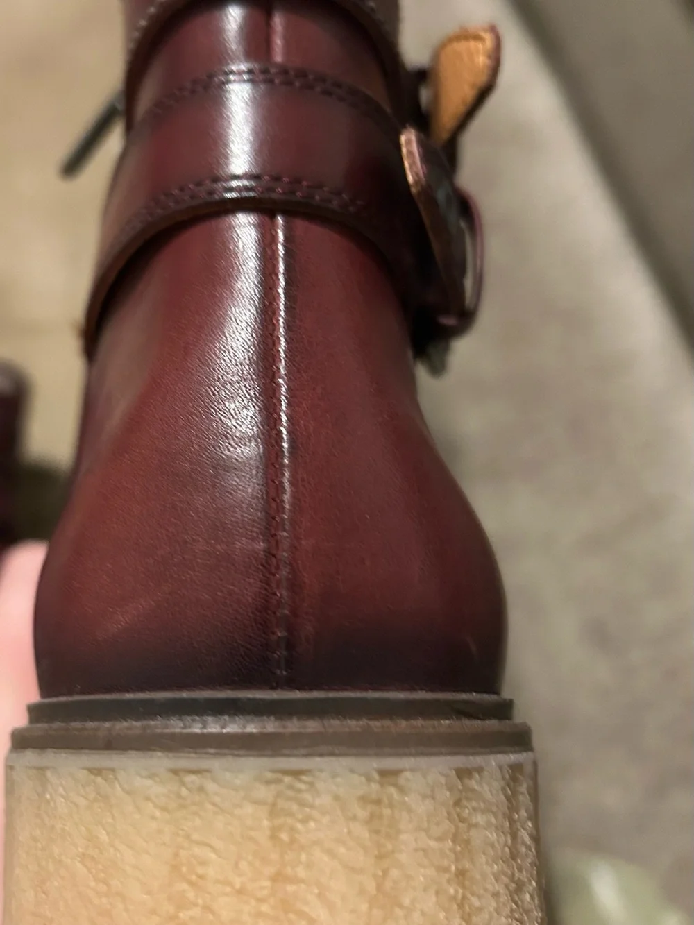 PIKOLINOS Maroon Leather Boots, buckles that are adjustable, zippers on the side
